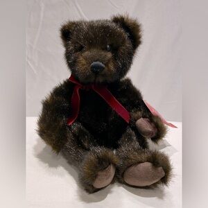 Hallmark Plush Bear with Hand Clip and Red Velvet Ribbon, NWT
